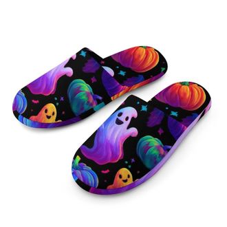 Generic Ghosts Pumpkins Glowing Halloween Mens House Slippers Slip Indoor Slipper On Shoes Warm Outdoor