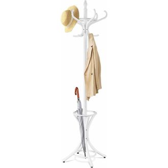 Costway Costway - Attaccapanni da Terra Appendiabiti a piedi con 12 Ganci in Legno Ecologico, 51 x 51 x 184 cm (Bianco)