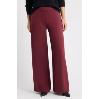 Caslon High Waist Wide Leg Ponte Pants in Burgundy Tannin at Nordstrom Rack, Size X-Large