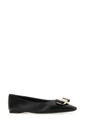 Ferragamo Womens Ballerina Black Lamb