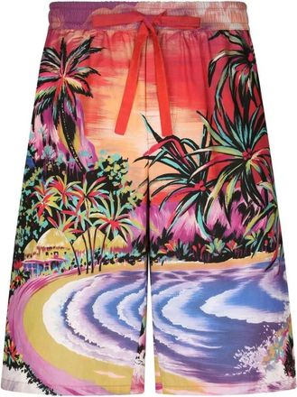 Dolce & Gabbana Graphic Print Bermuda Shorts - Heren - Korte Broeken - Veelkleurig - M - Katoen - Korte Broeken