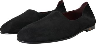 Dolce & Gabbana Mens Black Suede Loafers Formal Dress Slip On Shoes Goatskin Leather