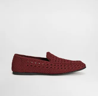 Dolce & Gabbana Slippers In Woven Fabric - Man Driver Shoes And Loafers Red 41.5