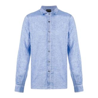 Emporio Armani Overhemd met dubbele kraag - Heren - Overhemden - Blauw - Maat: XL