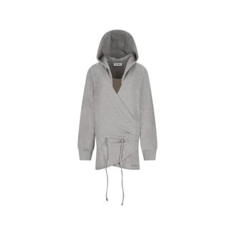 The Attico Hoodies, female, Gray, 3XS, Mini Dress American Fleece