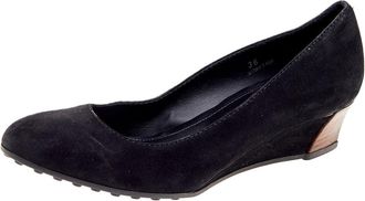 Tod's Tods Black Suede Wedge Pumps