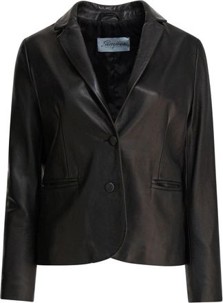 Semper Blazer - Dames - Leren en Su&egrave;de Jassen - Zwart - M - Leer - Jassen