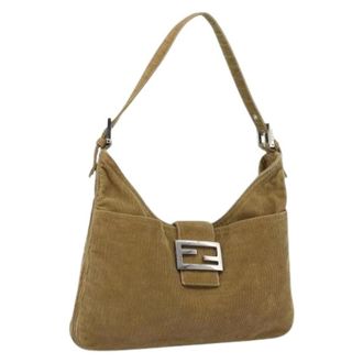Fendi Pre-owned Shoulder Bags, female, Brown, Size: ONE SIZE Pre-owned Corduroy Shoulder Bag