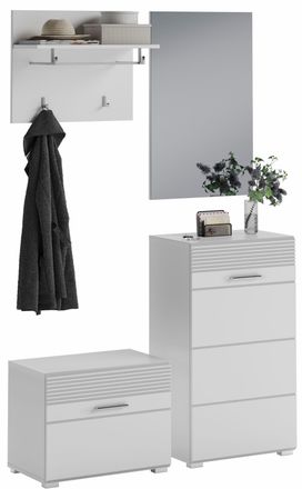Inosign Garderoben-Set »Malmö, Breite 115cm, MDF Front mit Rillenfräsung, 4-teilig, best. aus:« 4 Stk. tlg