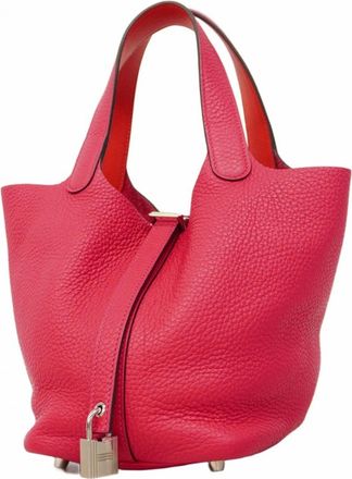 Herm&egrave;s Rose Extreme Taurillion Clemence Picotin Bag Size M