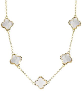 Adornia Adornia 14K Plated Mother-Of-Pearl Clover Station Necklace