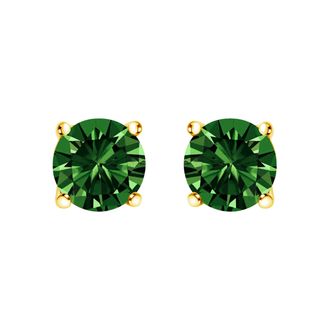 House of Brilliance 14K Gold 1/2 Cttw Lab Grown Green Diamond Classic Solitaire Stud Earrings with Pushback