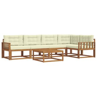 vidaXL Conjunto De Sof&aacute;s De Exterior Con Coj&iacute;n 6 Pcs Natural Y Crema Vidaxl