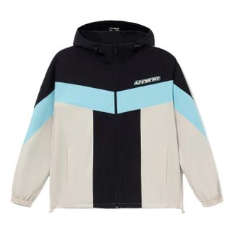 Li-Ning Logo Color Block Full Zip Hooded Jacket Black Oatmeal AFDS033-5