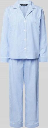 Lauren Ralph Lauren Pyjama mit Brusttasche in Blau, Größe XL