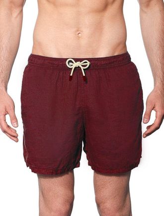 MC2 Saint Barth Man Burgundy Linen Swim Shorts