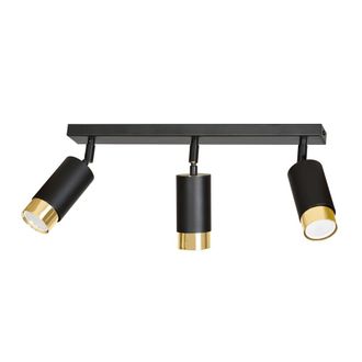 Wonderlamp Regleta elegante con 3 focos de luz orientables negro y dorado