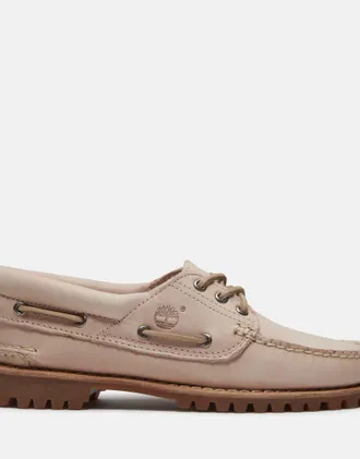 Timberland scarpa da barca in pelle pieno fiore rosa chiaro