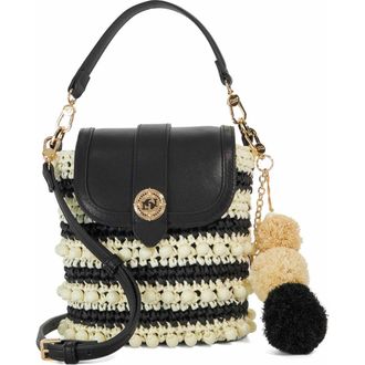 Dune London Dimple Raffia Handbag in Black/White at Nordstrom