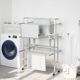 vidaXL Tendedero Para Ropa Con Ruedas Aluminio 89x64x129 Cm Vidaxl