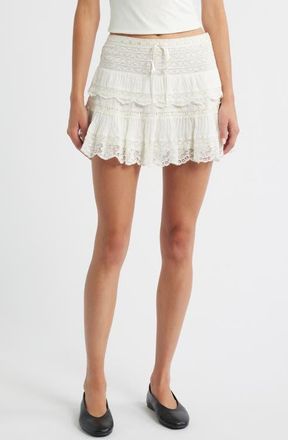 LoveShackFancy Delphie Lace Miniskirt in Off White at Nordstrom, Size 12