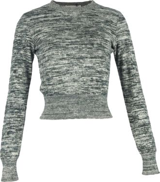 Victoria Beckham Cropped Marled Sweater in Grey Cotton