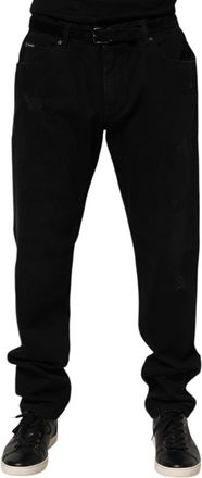 Dolce & Gabbana Black Cotton Regular Denim Men Trouser Mens Jeans