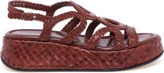 Pons Quintana Schoenen, Dames, Bruin, 39 EU, Leer, Gevlochten Platform Sandaal