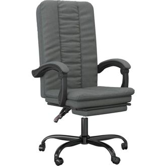 vidaXL Silla De Oficina Reclinable De Tela Gris Oscuro Vidaxl