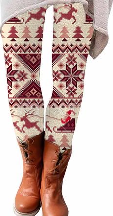 Generic Christmas Outfits for Women Funny Xmas Tree Graphic Yoga Tights Trendy High Waisted Leggings Casual Opaque Gym Pants Fall Warm Tights Stocking Christm