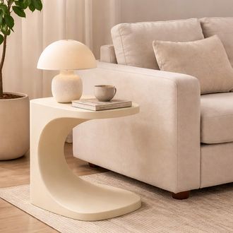 Dmora Mesa De Centro Bagan, Apta Para Interior/exterior, Forma Rectangular, Tablero Blanco, 44x54x44h Cm Blanco Crema