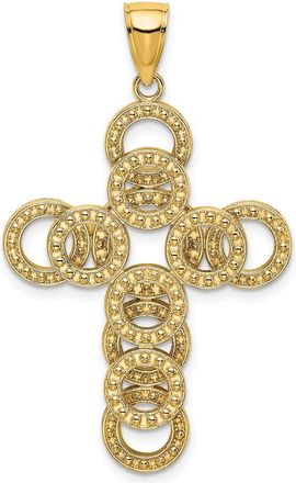 Diamond2Deal 14k Yellow Gold 2-D Circular Infinity Illusion Cross Charm Pendant