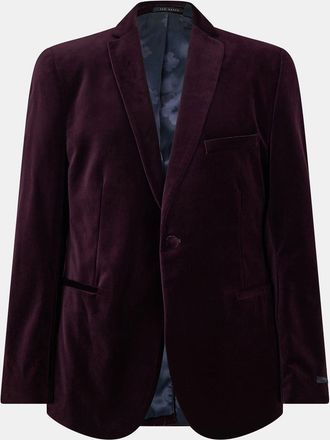 Ted Baker Mens Velvet Formal Jacket in Burgundy - Size 38 (Chest)