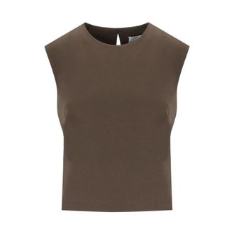 Harris Wharf London Sleeveless Tops, female, Brown, Size: M Taupe Brown Sleeveless Crew Neck Top