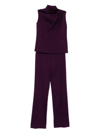 Saiid Kobeisy pleated shoulder top pants ensemble - Purple