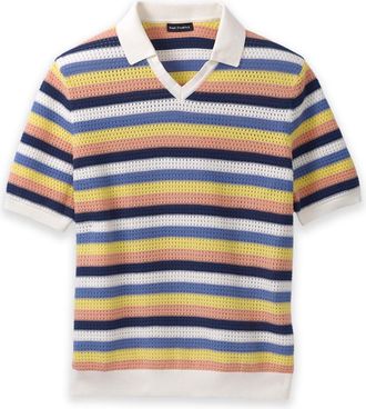 Paul Fredrick Cotton Crochet V-neck Polo