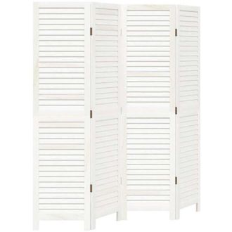 vidaXL Divisorio Ambienti 4Pannelli Bianco Legno Massello di Paulownia vidaXL