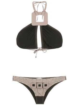 Amir Slama Bikini met geometrische print - Zwart