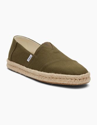 Toms Mens TOMS Alpargata Rope 2.0 Cotton Womens Olive Trainers - Green - Size: 12