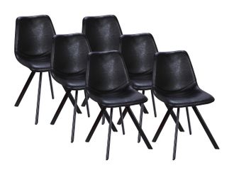Vente-Unique Lote de 6 sillas LUBINE - Piel sint&eacute;tica - negro