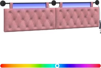 vidaXL Cabecero Colgante Con Luz Led Rosa Terciopelo Vidaxl