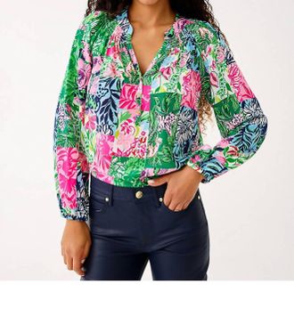 Lilly Pulitzer Elsa Silk Top In Party Punch Patch