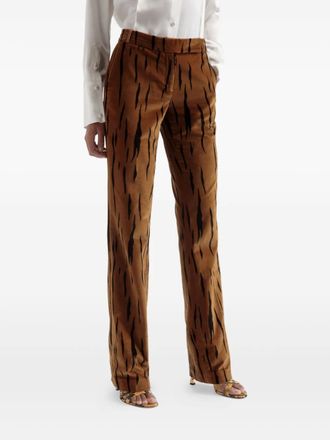 Bally Pantaloni in velluto con stampa tigrata - Marrone