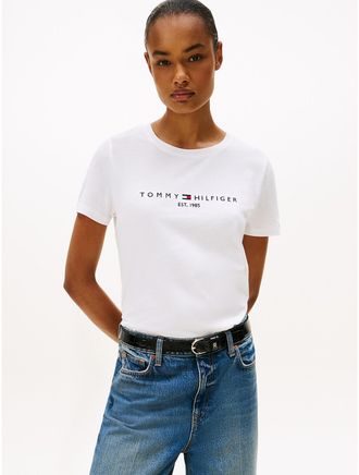 Tommy Hilfiger Womens Embroidered Tommy Logo T-Shirt - White - XXL