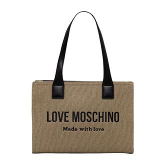 Love Moschino Cargo Canvas Shopper - Dames - Tassen - Beige - Maat: ONE Size