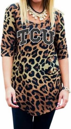 Gameday Couture Tcu Logo Tunic In Leopard