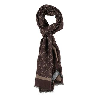 Emporio Armani Accessoires, Heren, Bruin, ONE Size, Sjaal van viscose en modal met geometrisch patroon