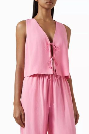 Minkpink Melody Tie Crop Top In Pink