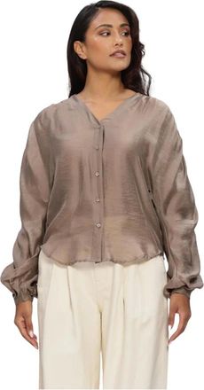 Moss Copenhagen Overhemden, Dames, Bruin, Xs/S, Ramona Rikkelia Volume Blouse
