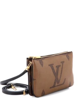 Louis Vuitton Double Zip Pochette Reverse Monogram Giant clutch bag - Bruin